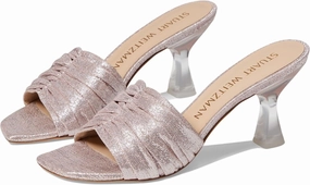 Stuart Weitzman Ruche 75 Sandals Women's 8.5 Poudre Square Toe Spool Heel KHD859