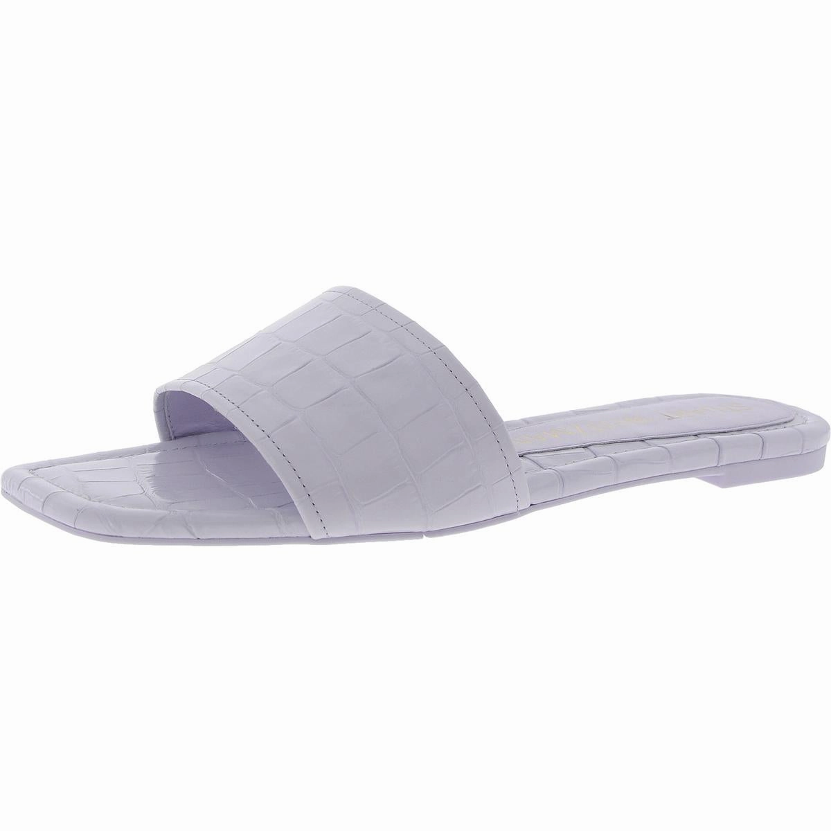 Summer Womens Embossed Leather Slide Sandals