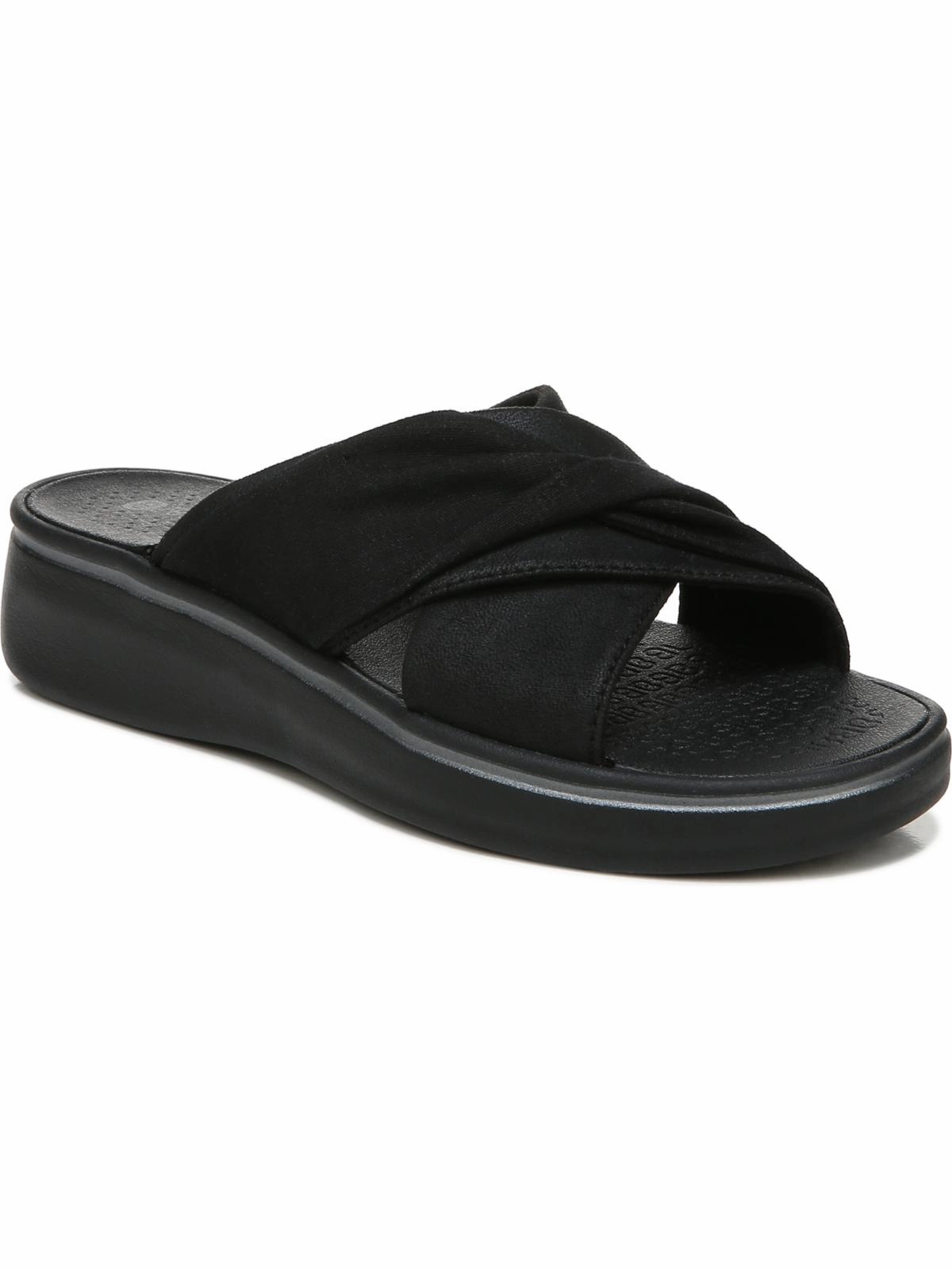 Take A Bow Womens Mixed Media Slip On Wedge Sandals