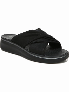 Take A Bow Womens Mixed Media Slip On Wedge Sandals