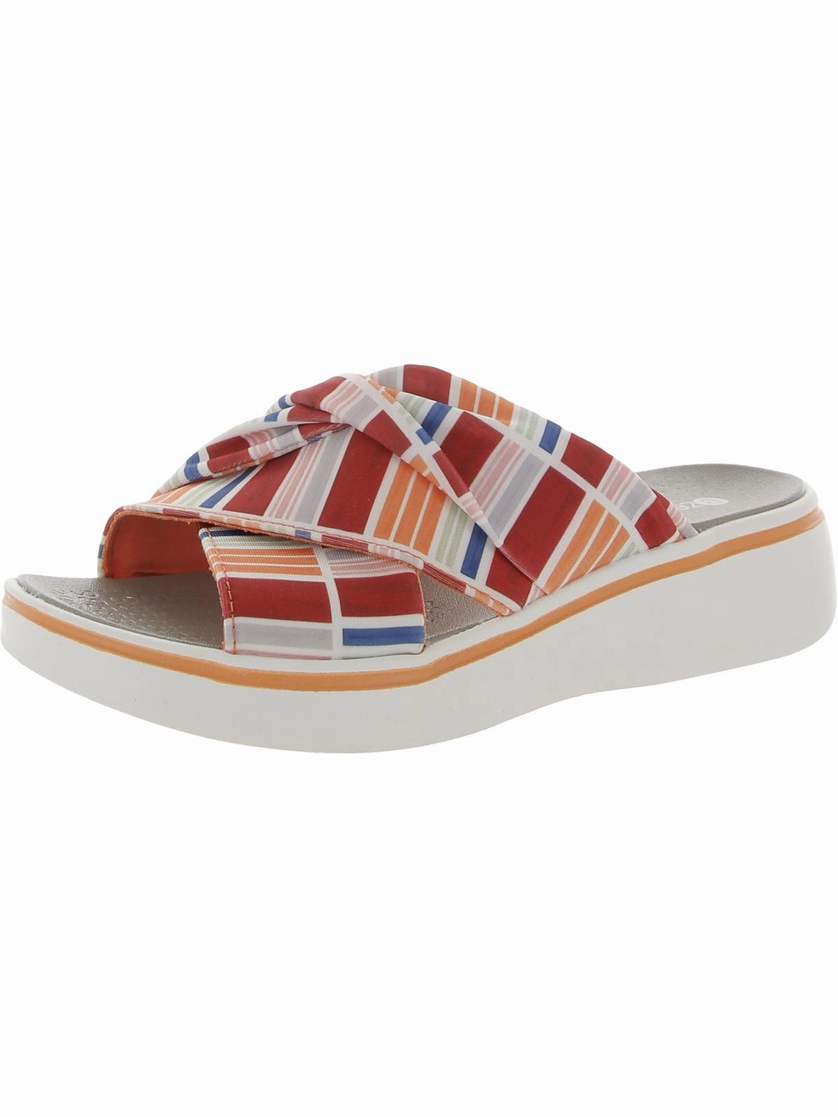 Take A Bow Womens Mixed Media Slip On Wedge Sandals