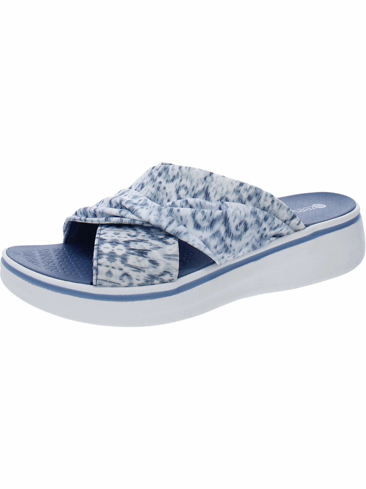 Take A Bow Womens Mixed Media Slip On Wedge Sandals