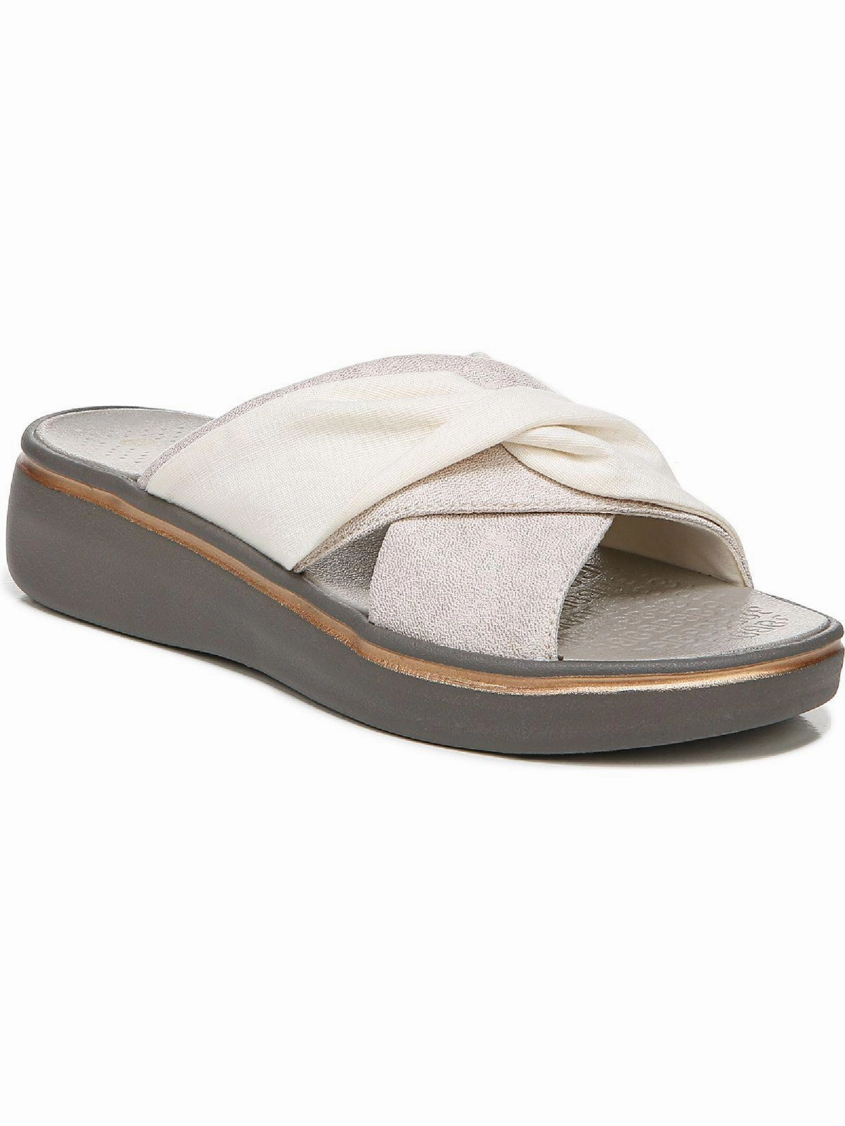 Take A Bow Womens Mixed Media Slip On Wedge Sandals