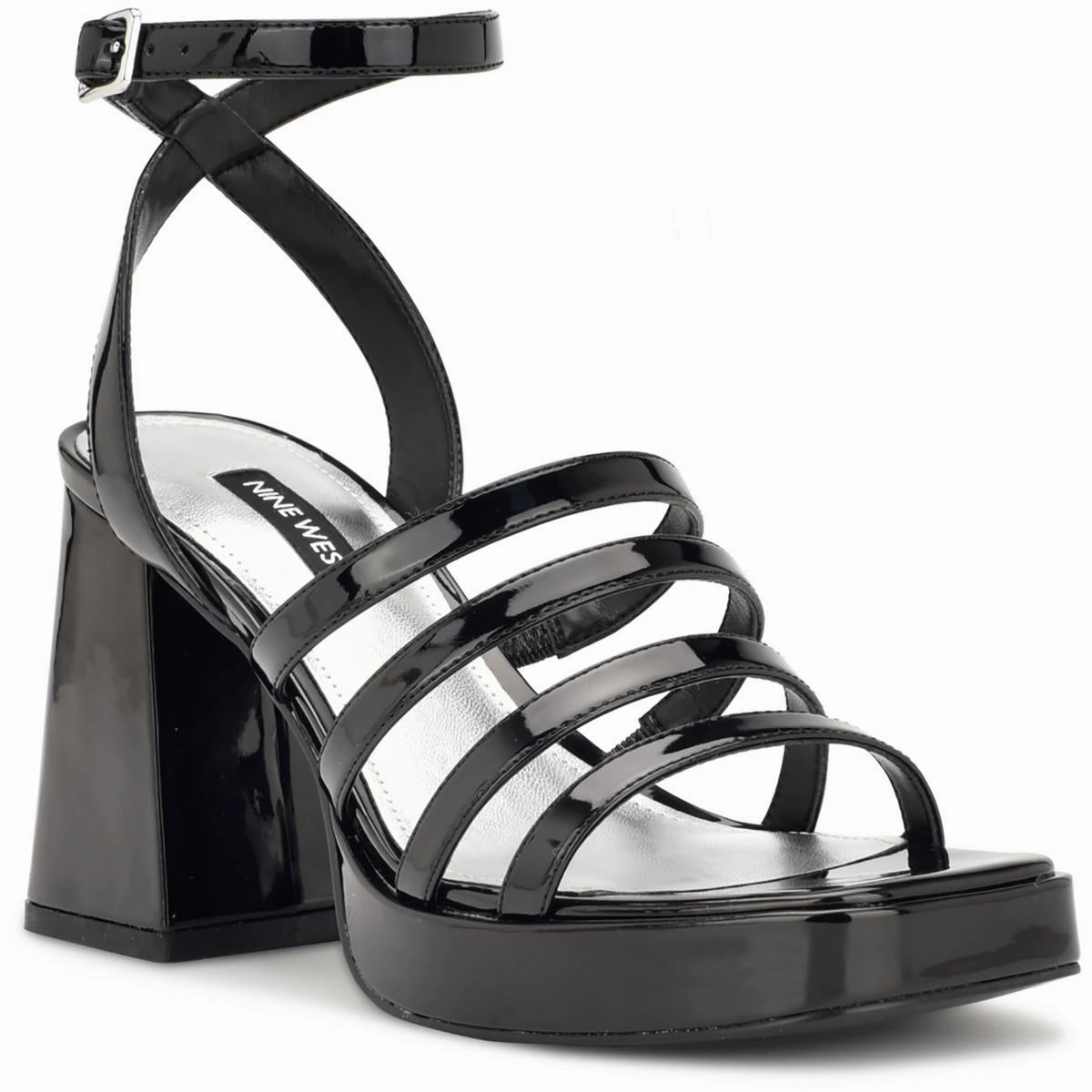 Teriss3 Womens Patent Strappy Block Heel