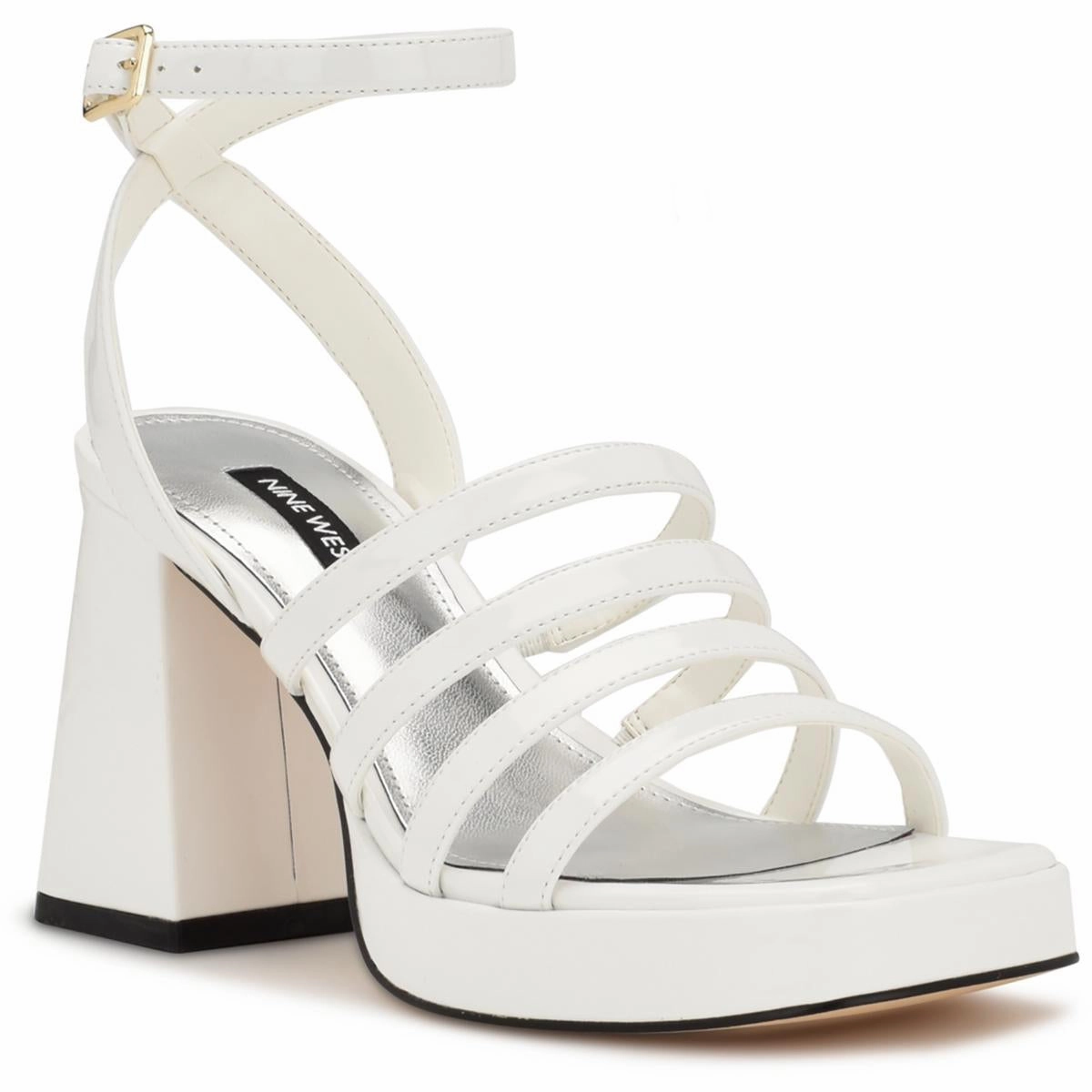 Teriss3 Womens Patent Strappy Block Heel