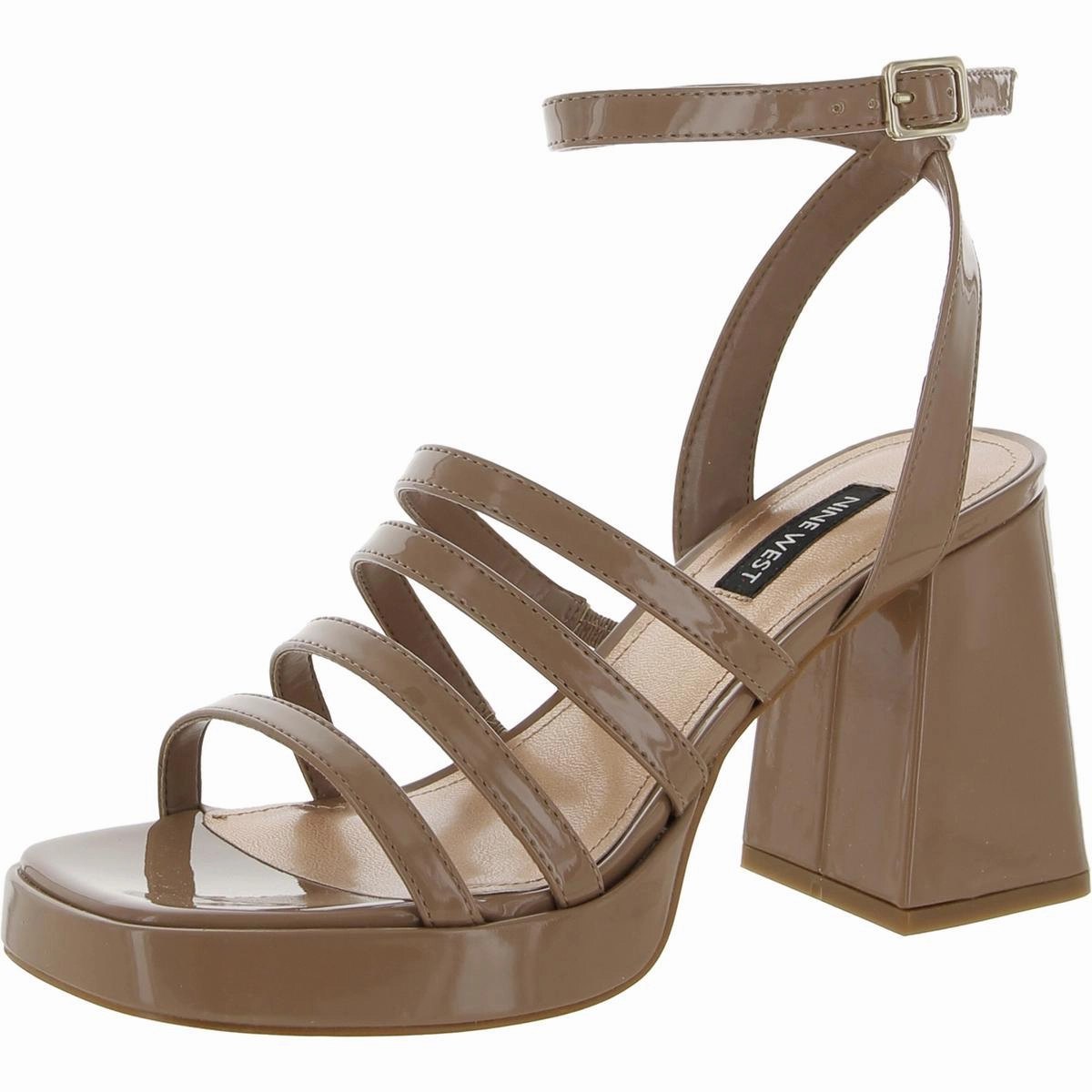 Teriss3 Womens Patent Strappy Block Heel