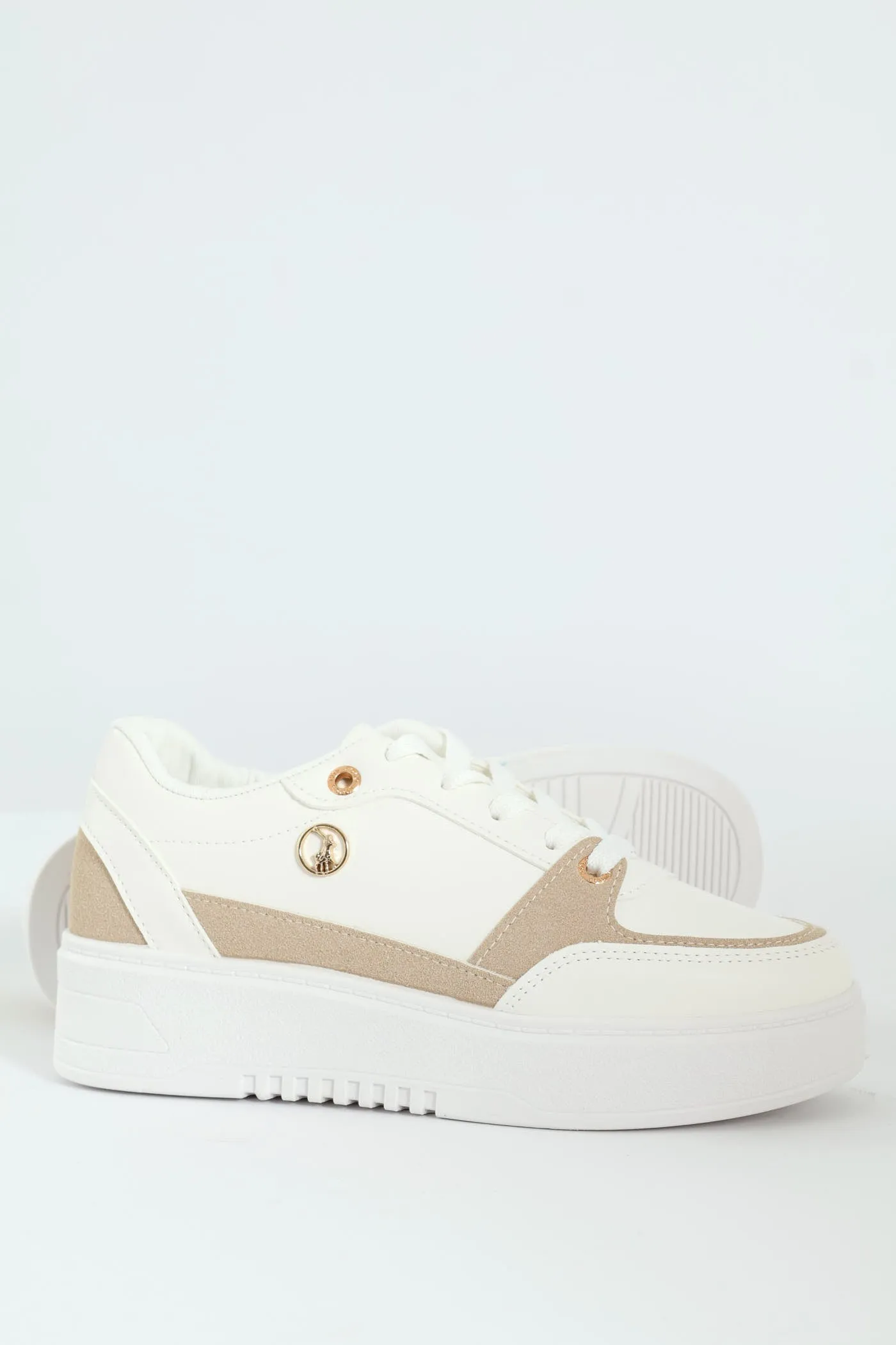 Trim Platform Lace Up Sneaker - White