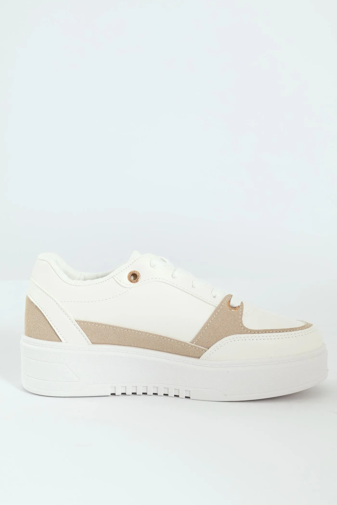 Trim Platform Lace Up Sneaker - White