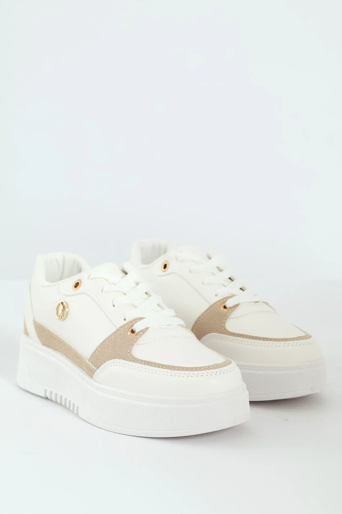 Trim Platform Lace Up Sneaker - White