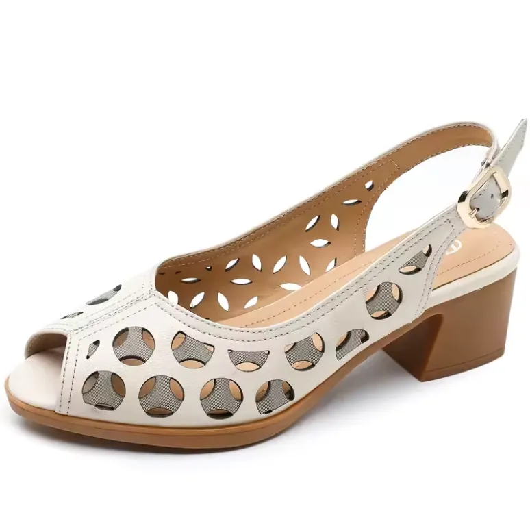 USS Shoes Albania Open Toe Square Heel Leather Sandals