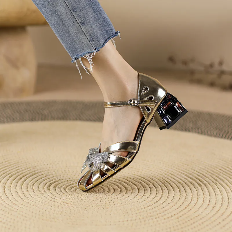 USS Shoes Benitez Women's Square High Heels Dress Sandals