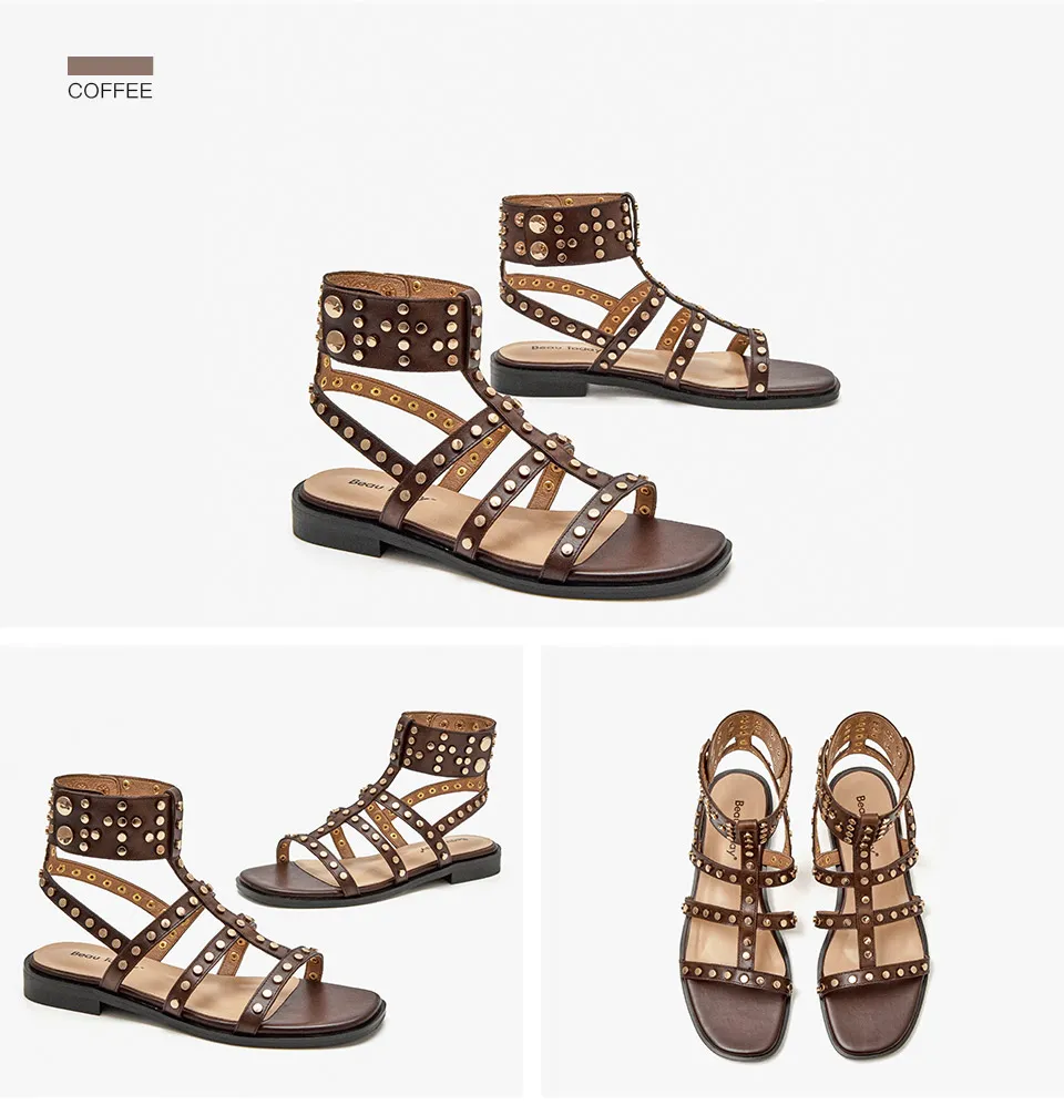 USS Shoes Bryony Women's Leather Gladiator Flat Sandal