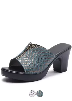 USS Shoes Malena Women's Leather Anti-Skid Heel Sandals