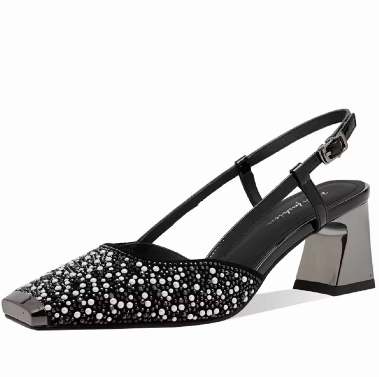 USS Shoes Melina Women's Leather Mid Heel Drill Sandals