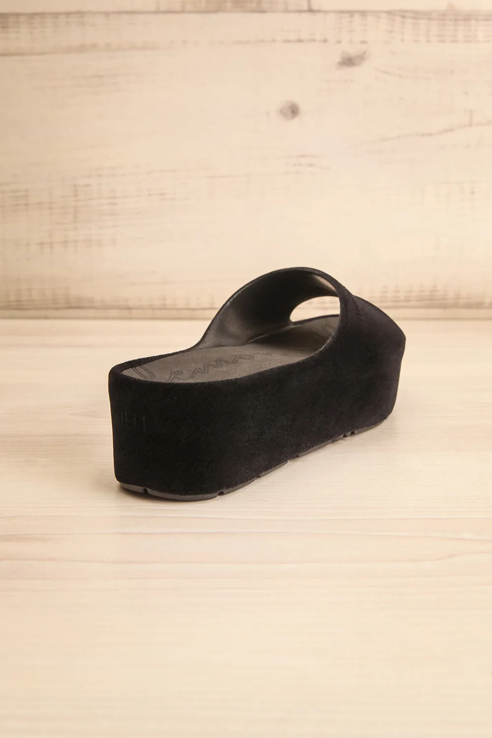 Velanie | Black Velvet Platform Sandals
