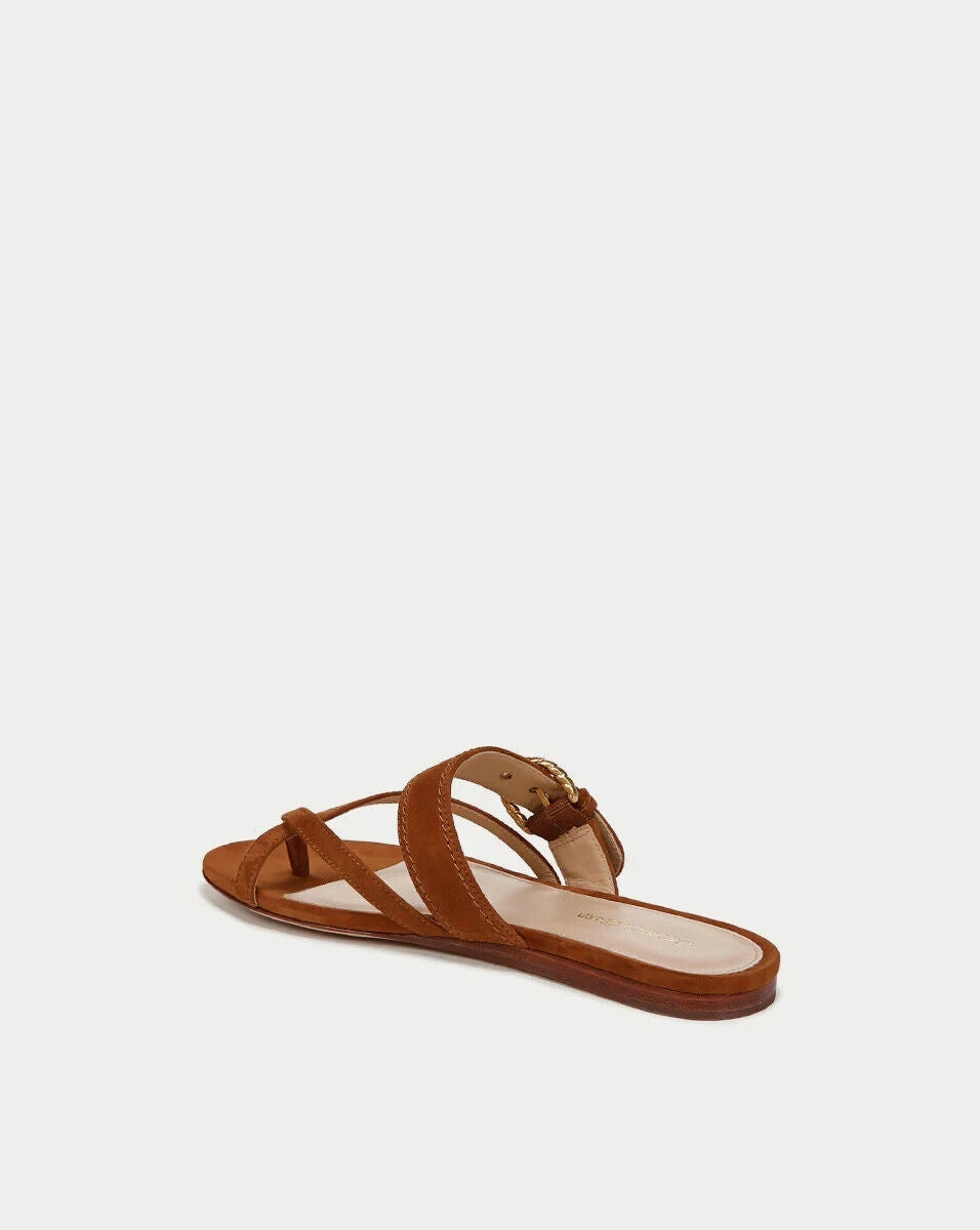 Veronica Beard Salva Strappy Women's US 5 Caramel Suede Crisscross Sandal FZP259