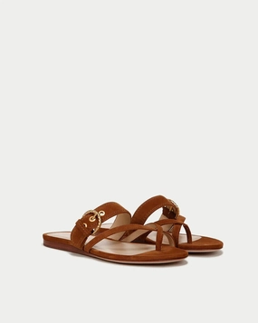 Veronica Beard Salva Strappy Women's US 5 Caramel Suede Crisscross Sandal FZP259