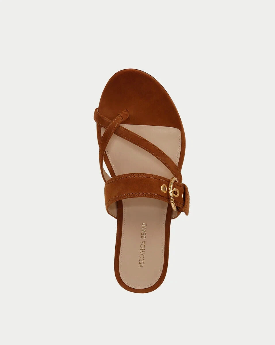 Veronica Beard Salva Strappy Women's US 5 Caramel Suede Crisscross Sandal FZP259
