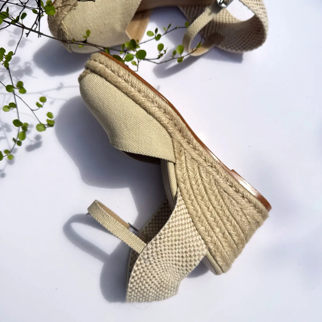 *VITTORIA - beige ankle strap espadrilles