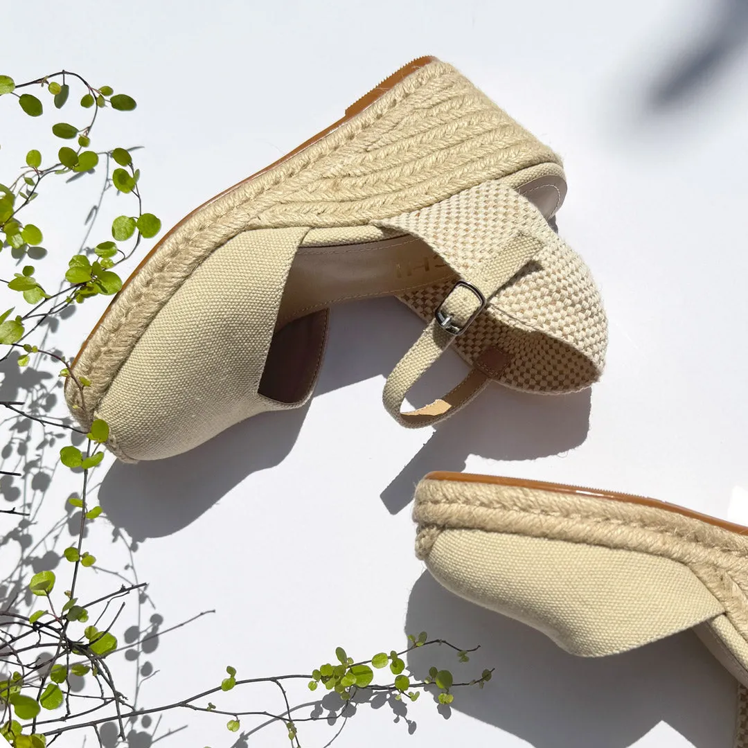 *VITTORIA - beige ankle strap espadrilles