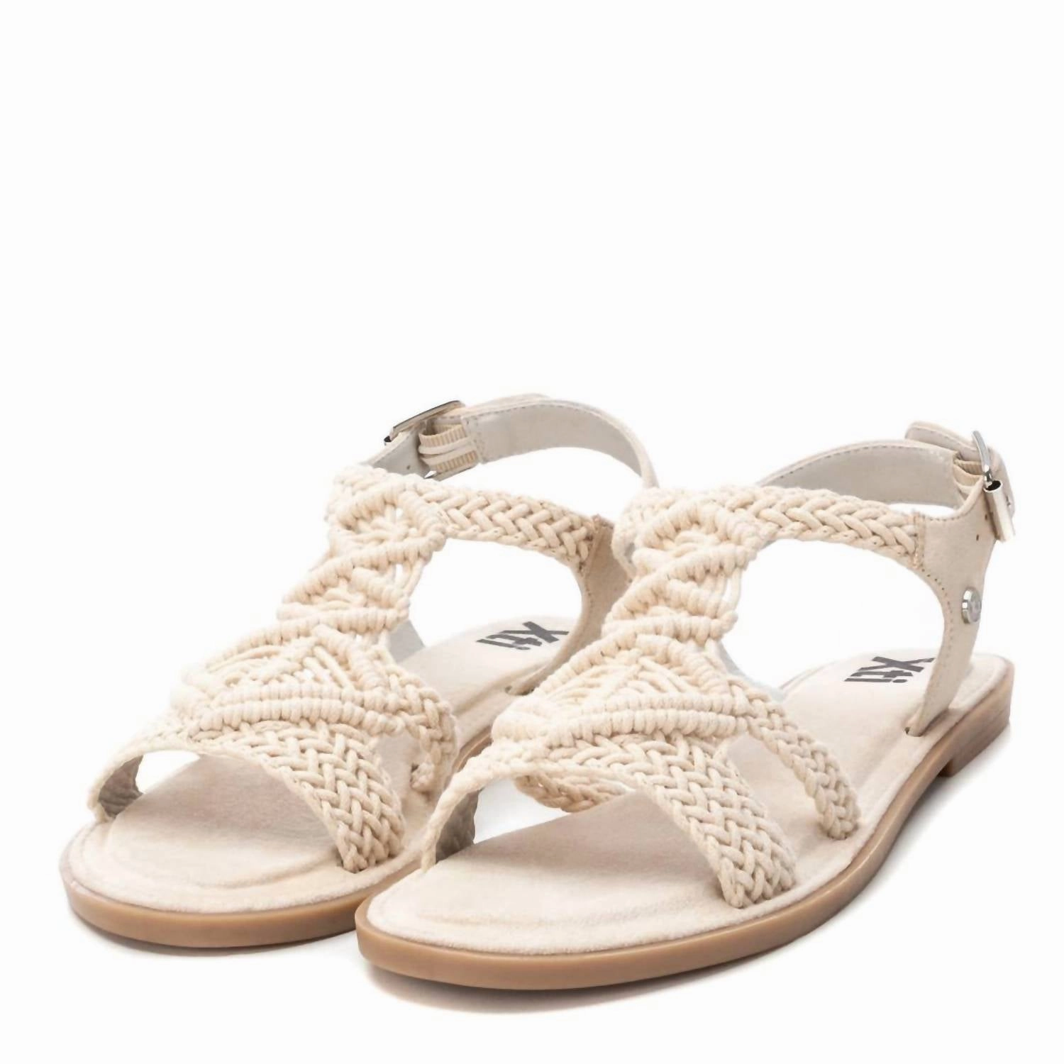 Women's Braided Strap Flat Sandals In Light Beige