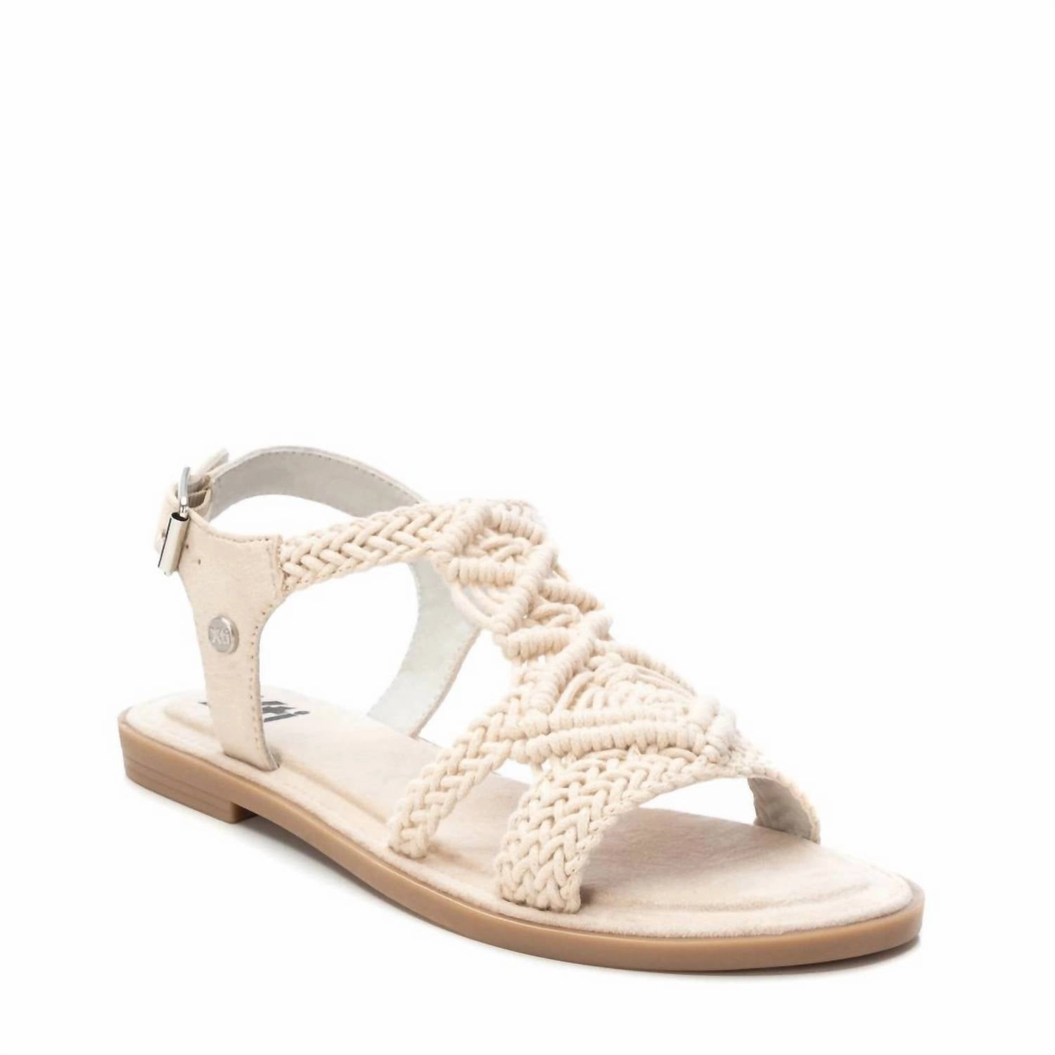 Women's Braided Strap Flat Sandals In Light Beige