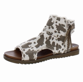 Women's Libra Cow Zip Side Open Toe Sandal In Brown
