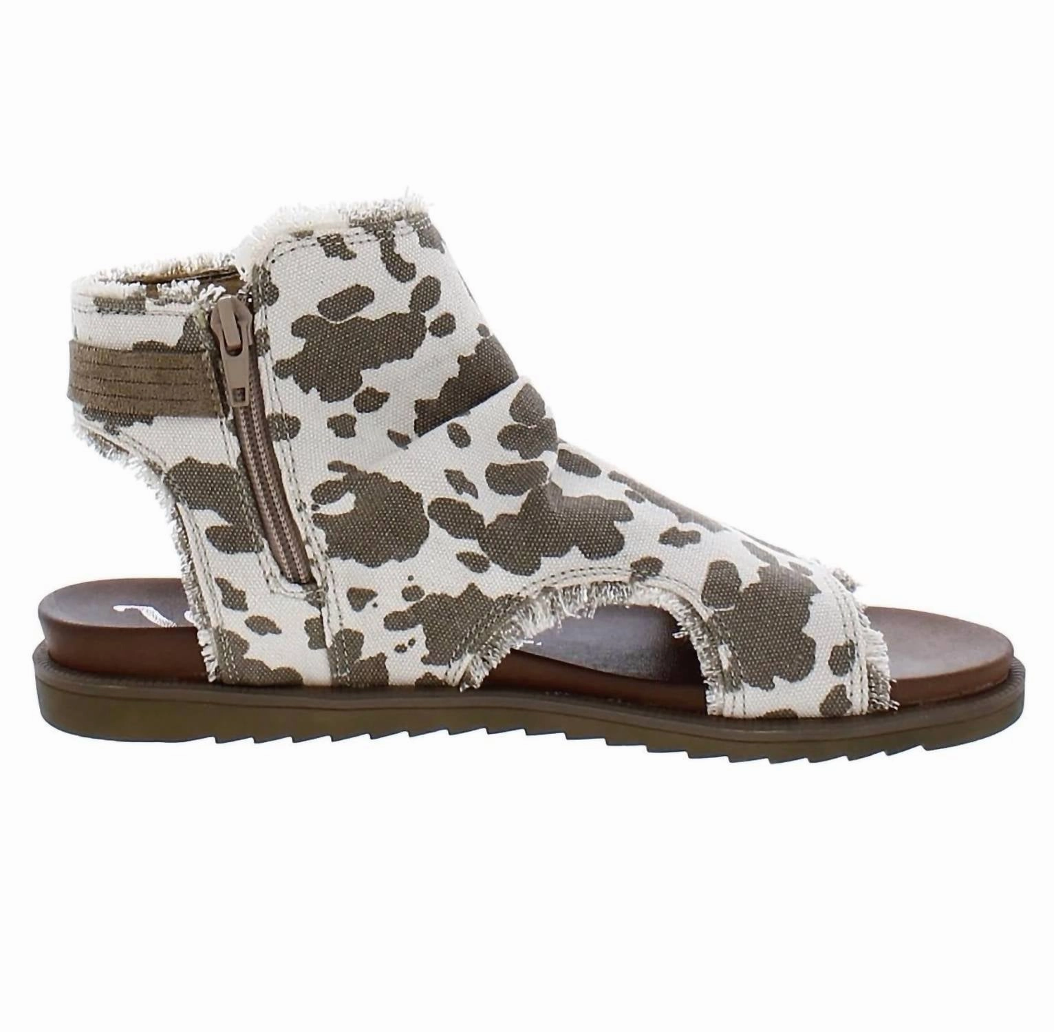 Women's Libra Cow Zip Side Open Toe Sandal In Brown