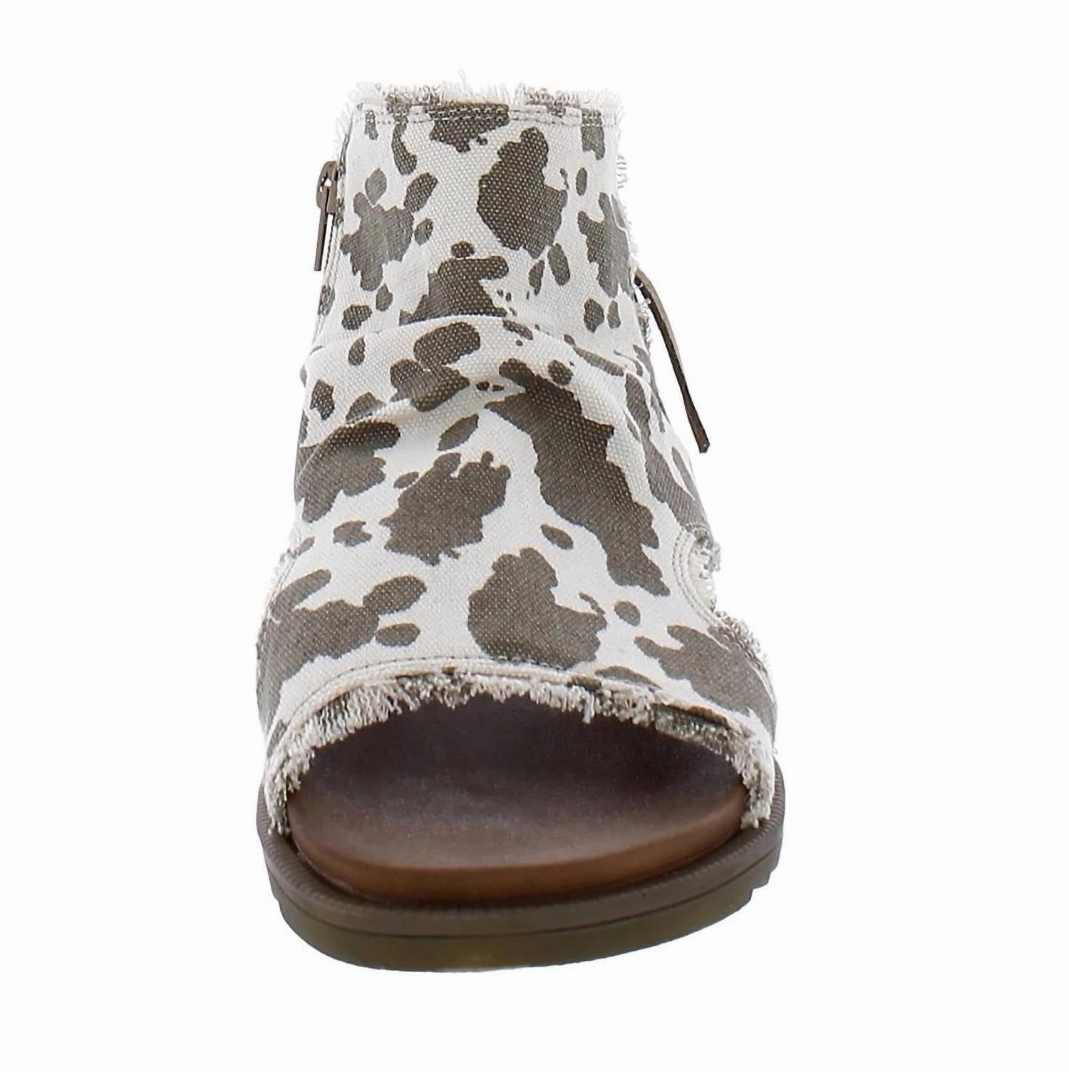Women's Libra Cow Zip Side Open Toe Sandal In Brown