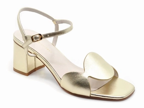 Women's Metallic Leather Sphere Heels In Gold