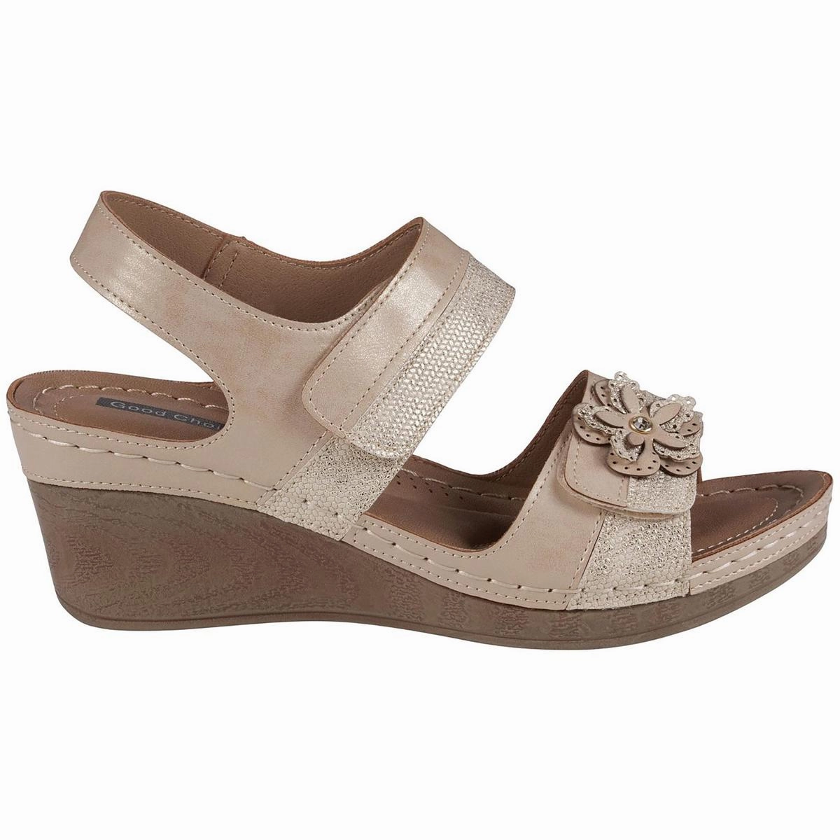 Womens Comfort Insole Faux Leather Wedge Sandals