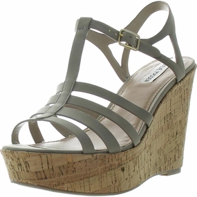 Womens Cork Synthetic Wedge Sandals
