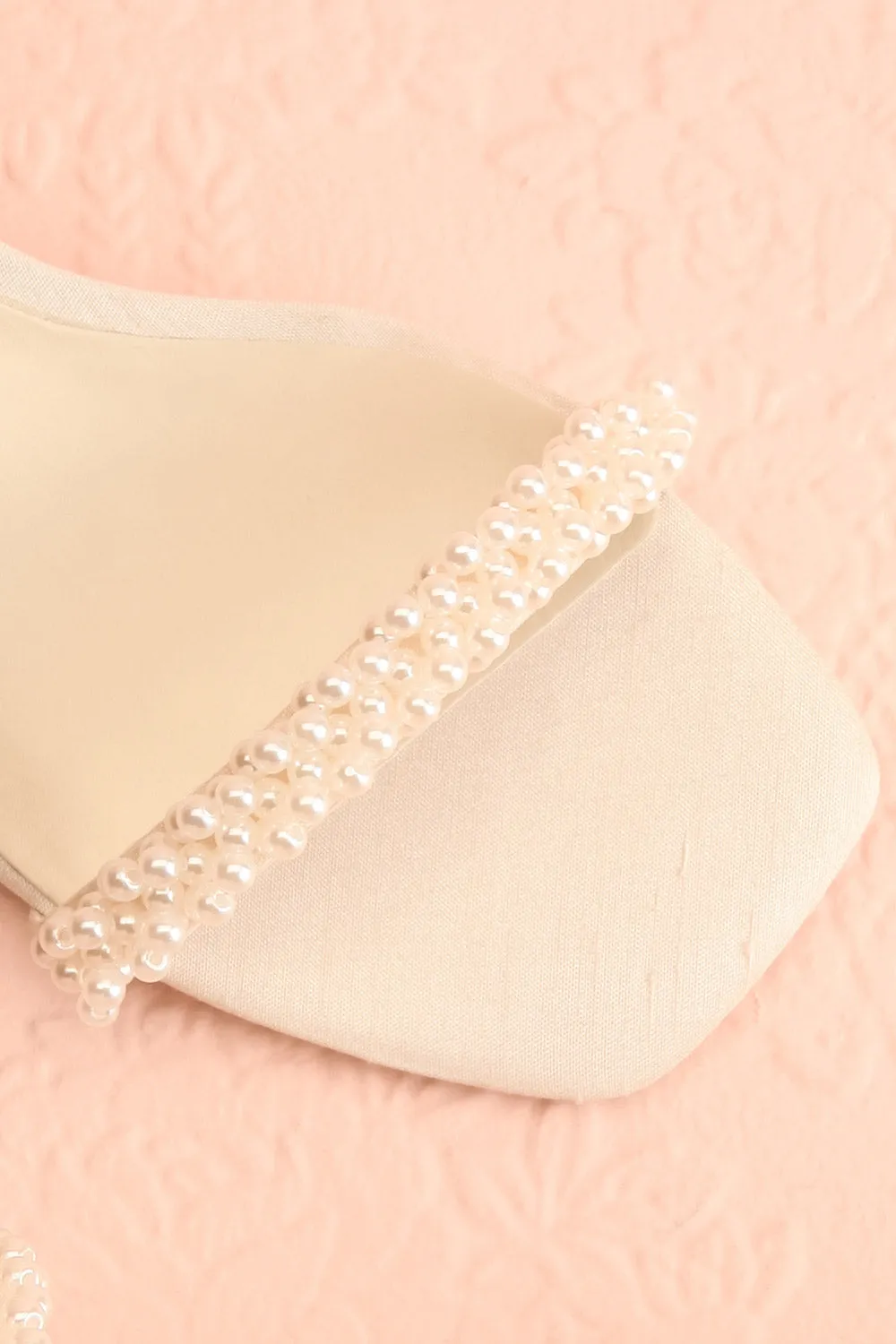 Zalima | Ivory Heeled Sandals with Pearls