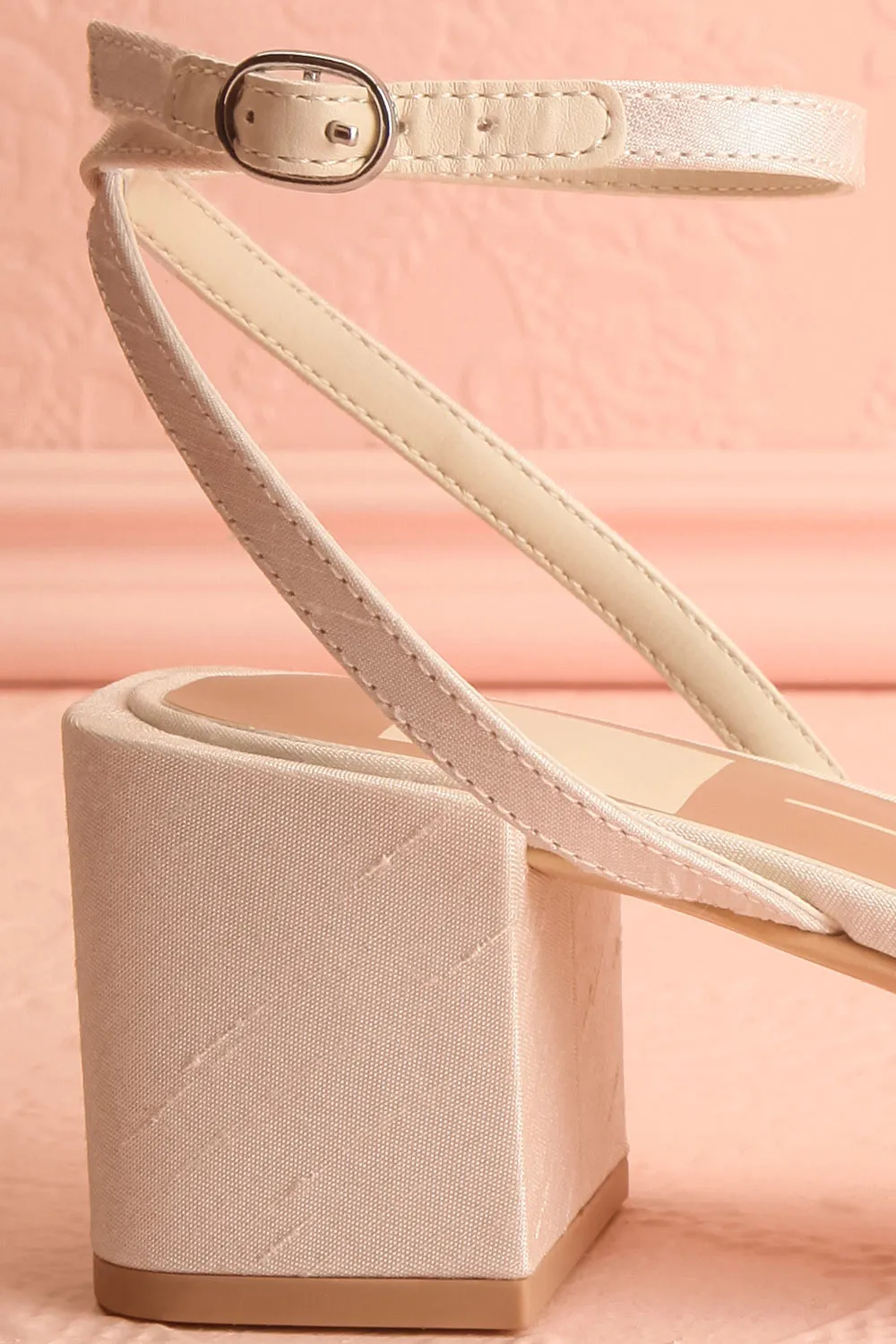 Zalima | Ivory Heeled Sandals with Pearls