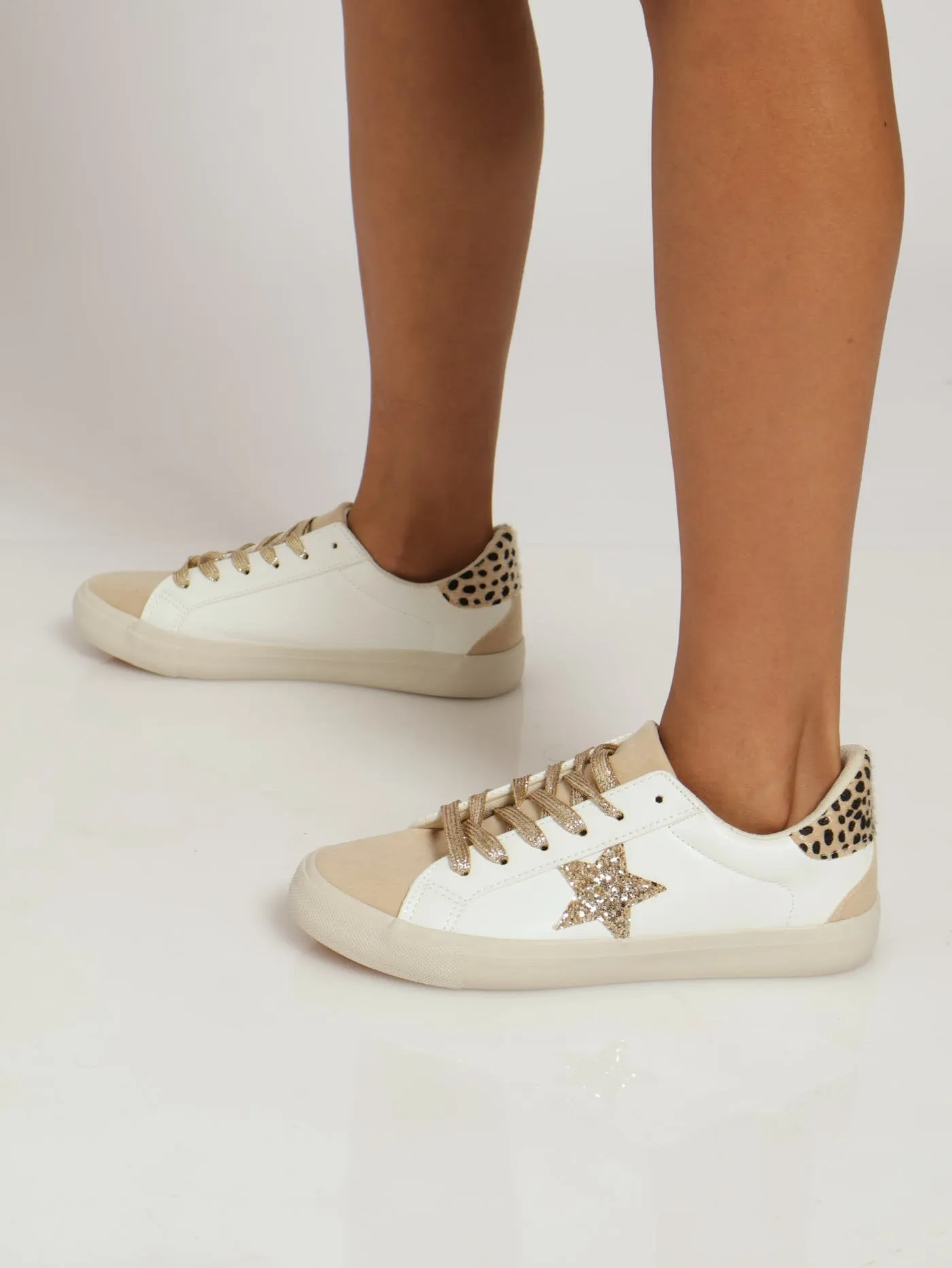 Zebra Pony Hair Trim Sneaker - White/Beige
