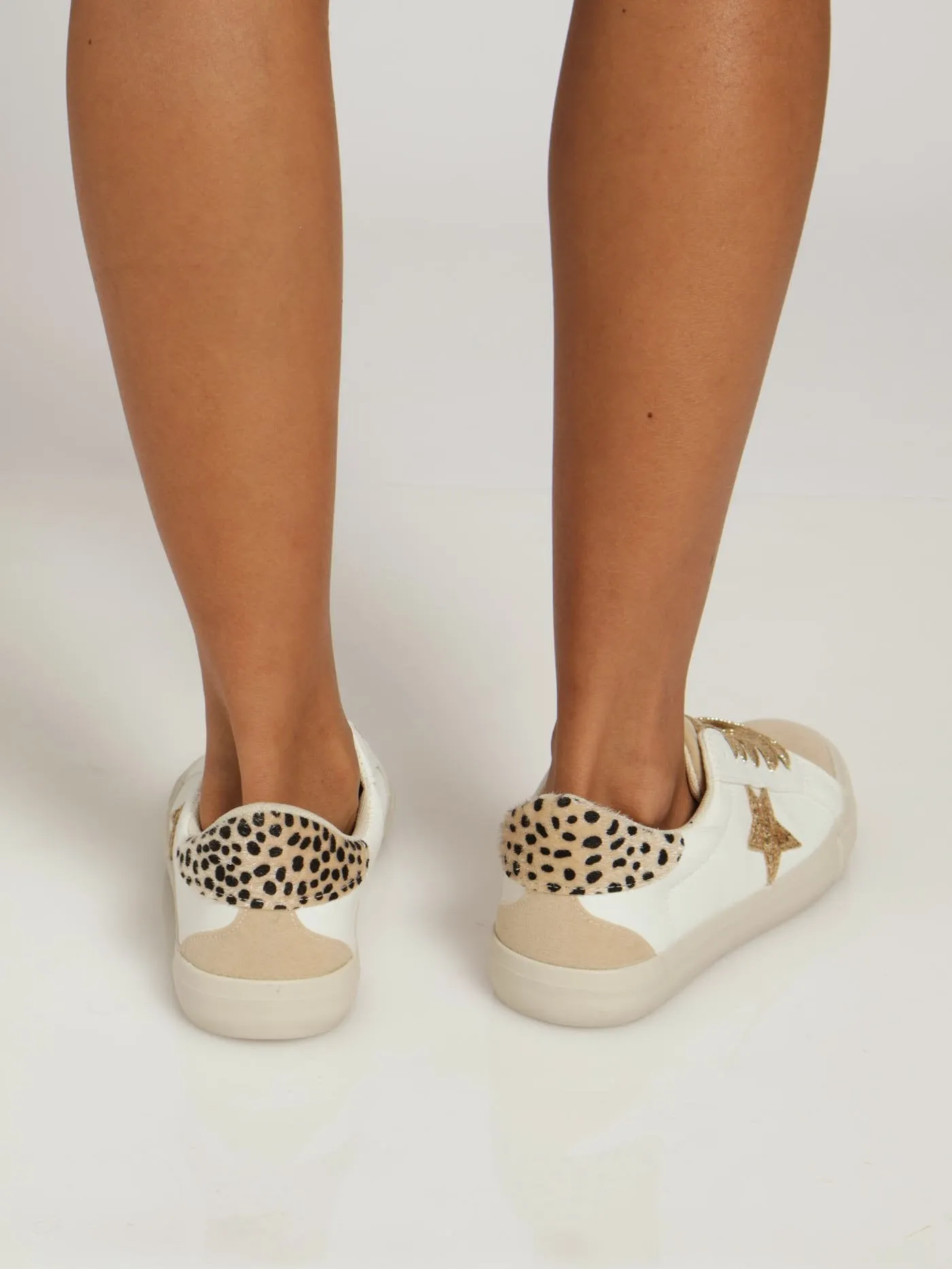 Zebra Pony Hair Trim Sneaker - White/Beige