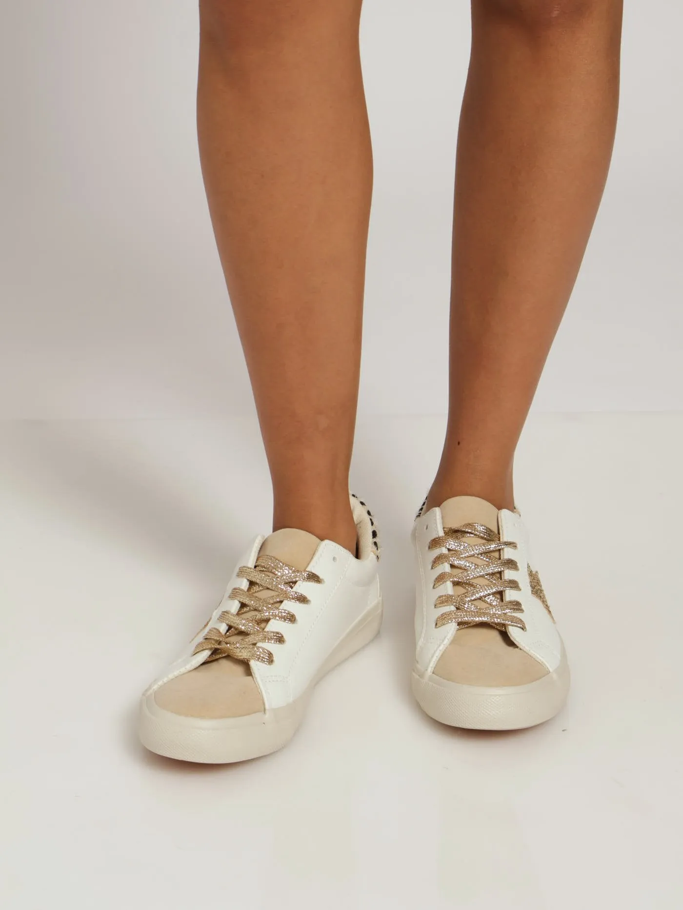 Zebra Pony Hair Trim Sneaker - White/Beige